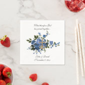 カソリッ結婚クの青い花の金ゴールドクロスエレガント スタンダードカクテルナプキン (インサイチュ)