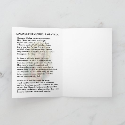 カソリッ結婚クスの祈りの言葉ありがとうメアリー・オーバーレイ サンキューカード (内部)