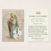 カソリッ結婚クスの祈りの言葉カードベロタールメアリージョセフ (正面&裏面)