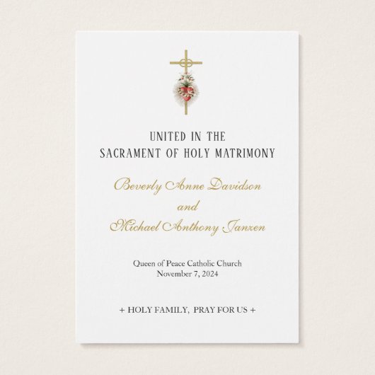 カソリッ結婚クスの祈りの言葉カード (裏面)