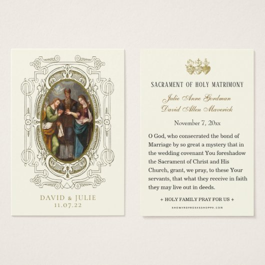 カソリッ結婚クスの祈りの言葉ホーリーカードベロタール (正面&裏面)