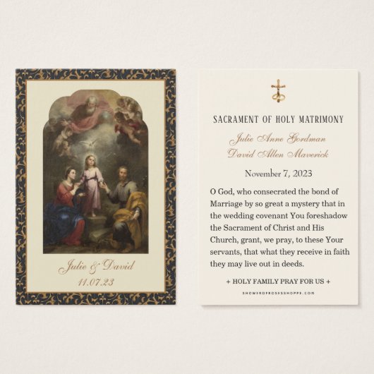 カソリッ結婚クスの祈りの言葉聖家族 (正面&裏面)