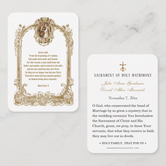 カソリッ結婚クスの聖なる書物、 経典祈りの言葉カード プレイスカード (正面/裏面)