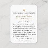 カソリッ結婚クスの聖なる書物、 経典祈りの言葉カード プレイスカード (裏面)