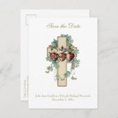 カソリッ結婚クス三ハートフローラ 案内ポストカード (正面/裏面)