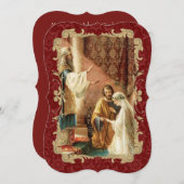 カソリッ結婚クス金ゴールドマルーン結婚式招待状 招待状 (正面/裏面)