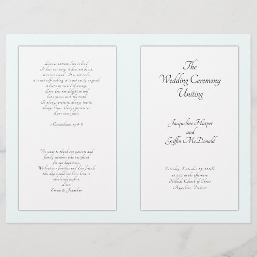 カソリッ結婚ク式折り畳みプログラムテンプレート (正面)