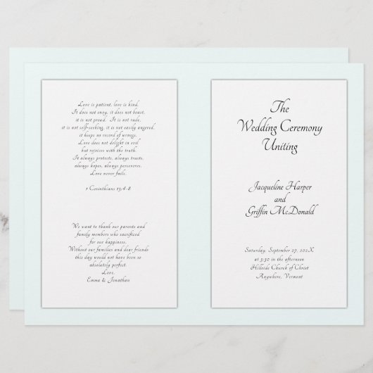 カソリッ結婚ク式折り畳みプログラムテンプレート (正面/裏面)