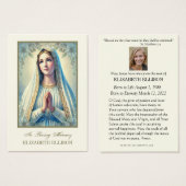 カソリッ賛美クメアリーフローラ葬儀祈りの言葉カード (正面&裏面)