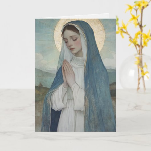 カソリッ賛美クメアリー宗教誕生日カード カード (黄色い花)