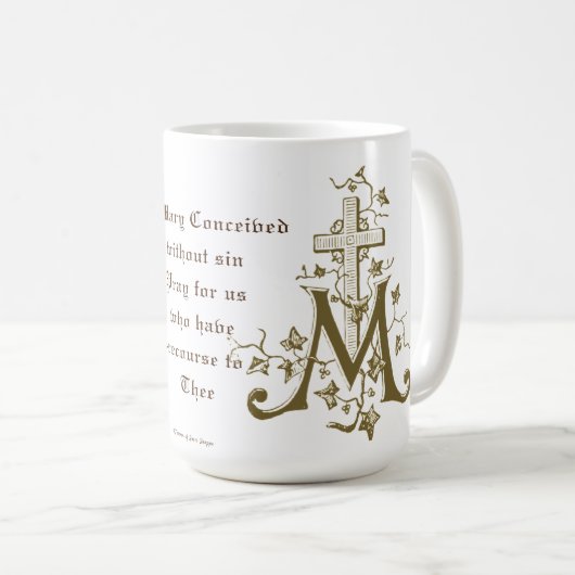 カソリッ賛美クモザメアリークロス祈りの言葉宗教 コーヒーマグカップ (正面右)