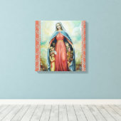 カソリッ賛美クヴァージンマリアと子ども キャンバスプリント (インサイチュ (ウッドフロア))