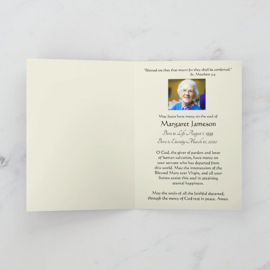 カソリッ賛美クヴァージンメアリーイエス葬儀 カード (内部)