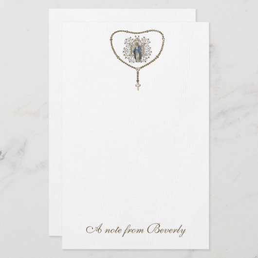 カソリッ賛美クヴァージンメアリークロスロザリオ 便箋 (正面/裏面)