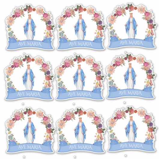 カソリッ賛美クヴァージンメアリーフローラ宗教 シール (正面)