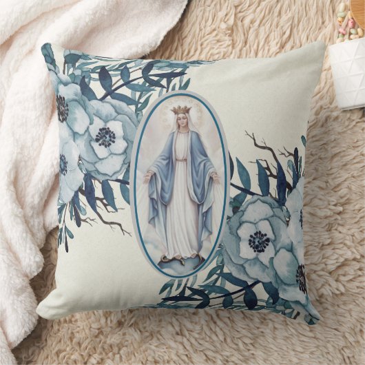 カソリッ賛美クヴァージンメアリーレディーオブグレース クッション (ブランケット)