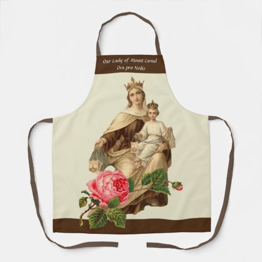 カソリッ賛美クヴァージンメアリー山カルメルバラ エプロン (正面)