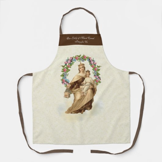 カソリッ賛美クヴァージンメアリー山カルメルフローラ エプロン (正面)