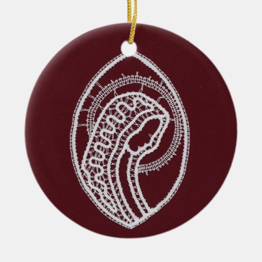カソリッ賛美クヴァージンメアリー、レース セラミックオーナメント (正面)