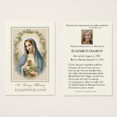 カソリッ賛美ク母マリー葬儀祈りの言葉カード (正面&裏面)