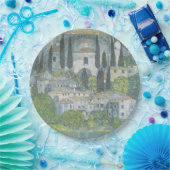 カソンの教会(イタリアン風景)ヴィンテージアート ペーパープレート (パーティー)