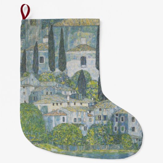 カソンの教会(イタリアン風景)ヴィンテージアート ラージクリスマスストッキング (正面)
