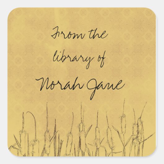 カタイルボタニカルスケッチパーソナライズされた名 スクエアシール (正面)