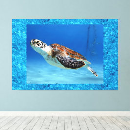 カタカナでSwimming Turtle 60" x 40"ラッピングキャンバス キャンバスプリント