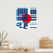 カタカナ日本のアルファベットのポスター（フラグ/青） ポスター (キッチン)