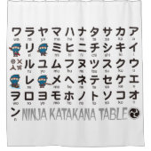 カタカナ日本のテーブル(忍者少年) シャワーカーテン (正面)