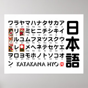 カタカナ日本のテーブル(花札) ポスター