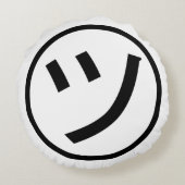 カタカナ㋡ツ微笑み絵文字/絵文字 ラウンドクッション (裏面)