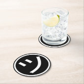 カタカナ㋡ツ微笑み絵文字/絵文字 ラウンドペーパーコースター (インサイチュ)