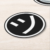 カタカナ㋡ツ微笑み絵文字/絵文字 ラウンドペーパーコースター (アングル)