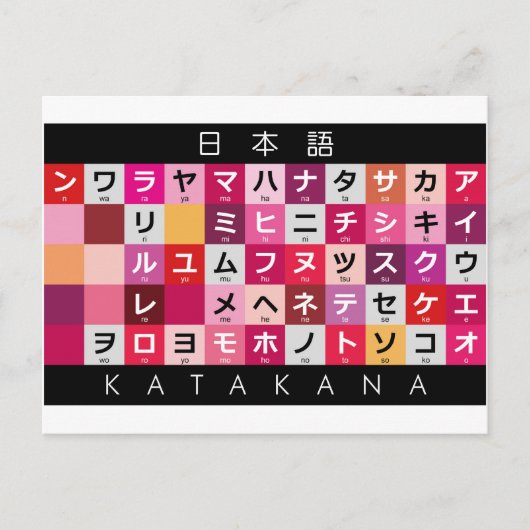 カタカ日本のナ表 ポストカード (正面)