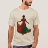 カタック伝統舞踊カラフルコスチュームインド Tシャツ (正面)