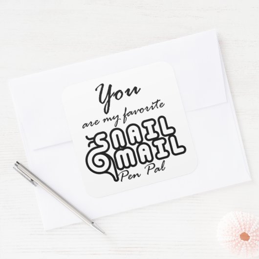 カタツムイルメールペンパルライターフレンドシップタイポグラフィ スクエアシール (封筒)