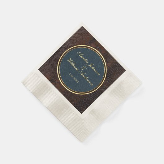 カタツムケキビクトリアンンレザー結婚ブラウン 縁ありカクテルナプキン (角)