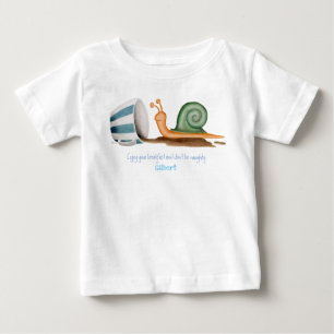 カタツムストライプのリとカップベビーTシャツ ベビーTシャツ