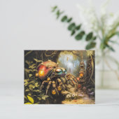 カタツムリおもしろいの貝殻の体を持つクモのファンタジー前 ポストカード (スタンド正面)