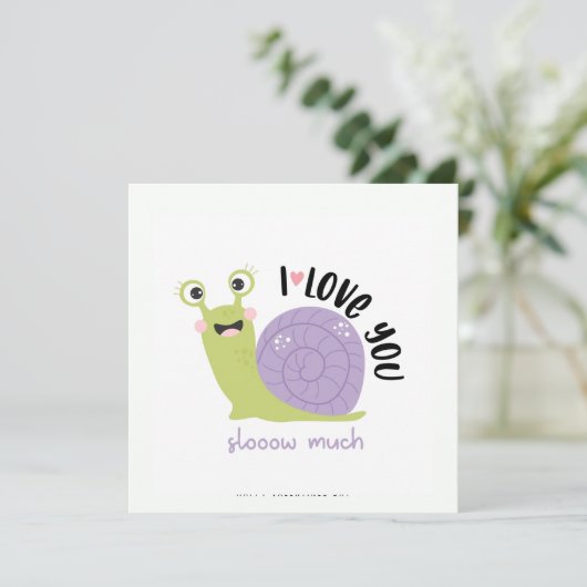 カタツムリおもしろいバレンタインデーのグリーティングカード シーズンカード (スタンド正面)