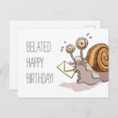 カタツムリおもしろいベハッピーバースデーカードマンガ ポストカード (正面/裏面)