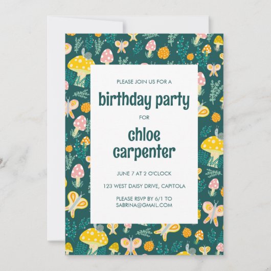 カタツムリかわいい可愛いカスタム誕生日 招待状 (正面)