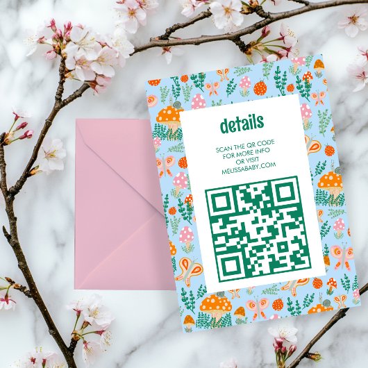 カタツムリかわいい愛らしいQRコードベビーシャワー エンクロージャーカード