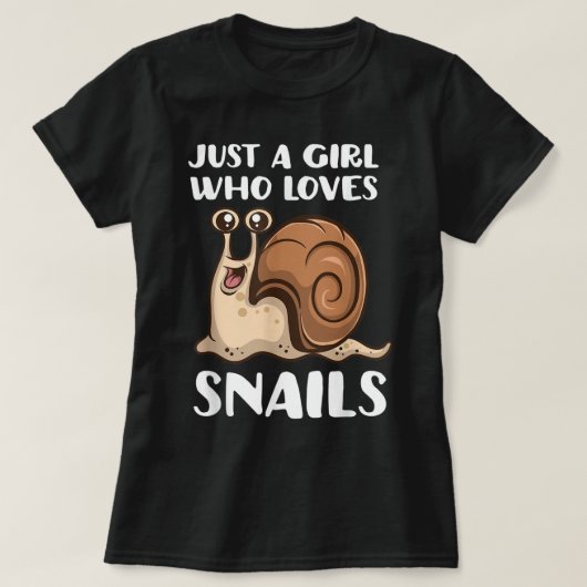 カタツムリが大好きな女の子 Tシャツ (デザイン正面)