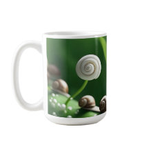 カタツムリが緑の植物の上に並んだ