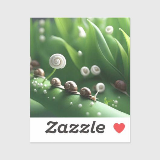 カタツムリが緑の植物の上に並んだ シール (シート)