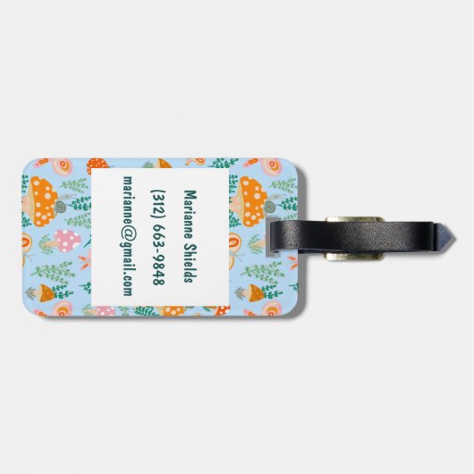 カタツムリとキノコカスタマイズかわいい ラゲッジタグ (裏面横)