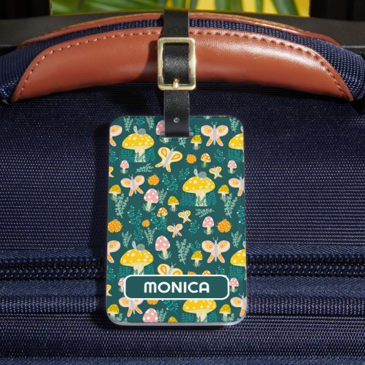 カタツムリとキノコカスタマイズかわいい ラゲッジタグ (正面インサイチュ2)