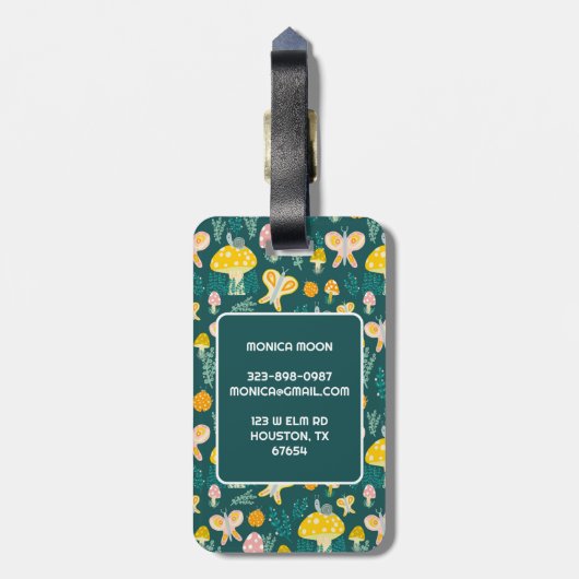 カタツムリとキノコカスタマイズかわいい ラゲッジタグ (裏面縦)